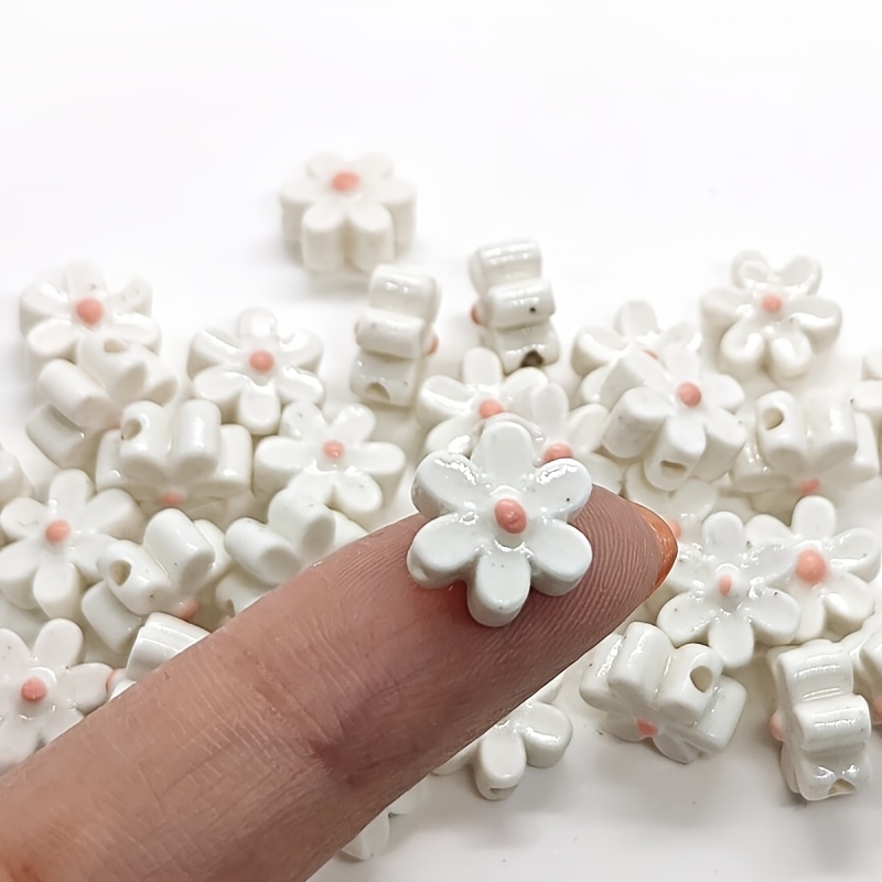 20pcs 3D Blooming Pendant Ceramic Beads for Jewelry Making